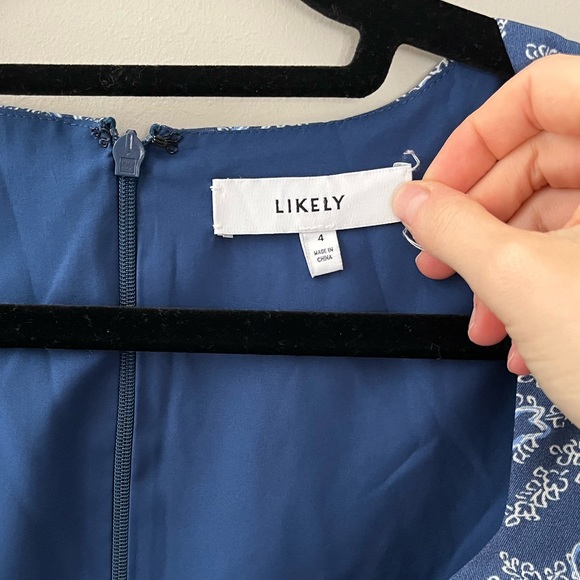 Likely Blue Shawn Satin Long Sleeve Mini Dress SZ 4 - Picture 5 of 7